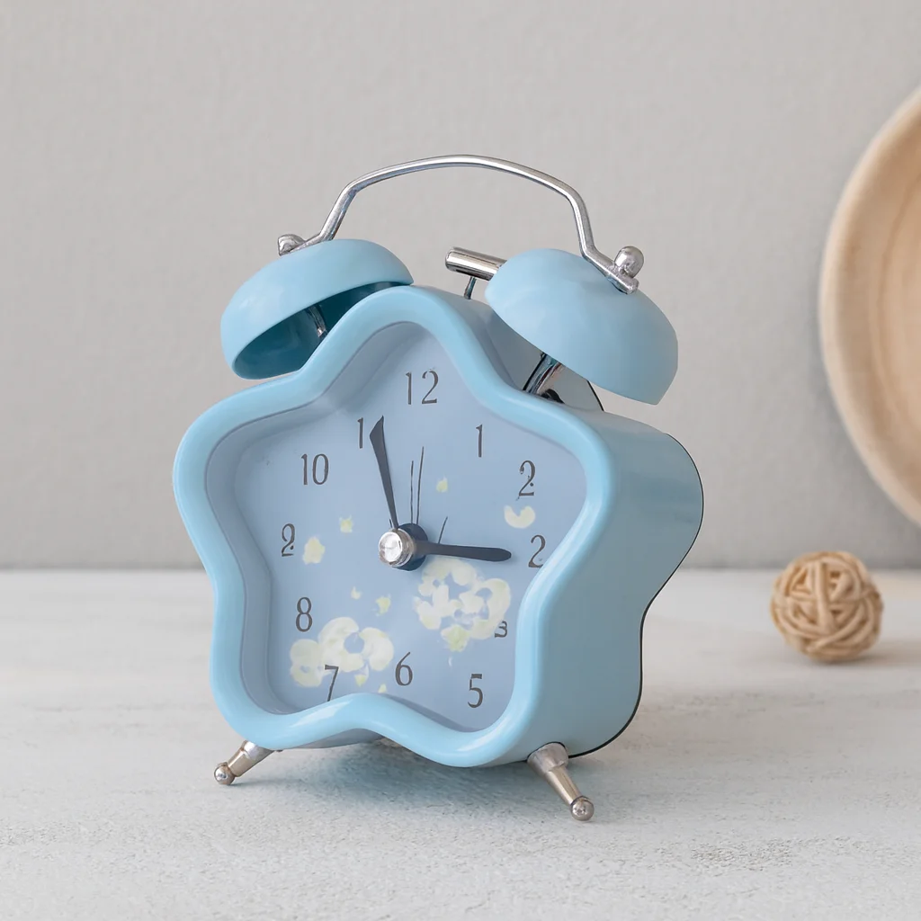 Çift Zilli Metal Masa Çalar Saat (8.8 cm) - Pilli & Işıklı