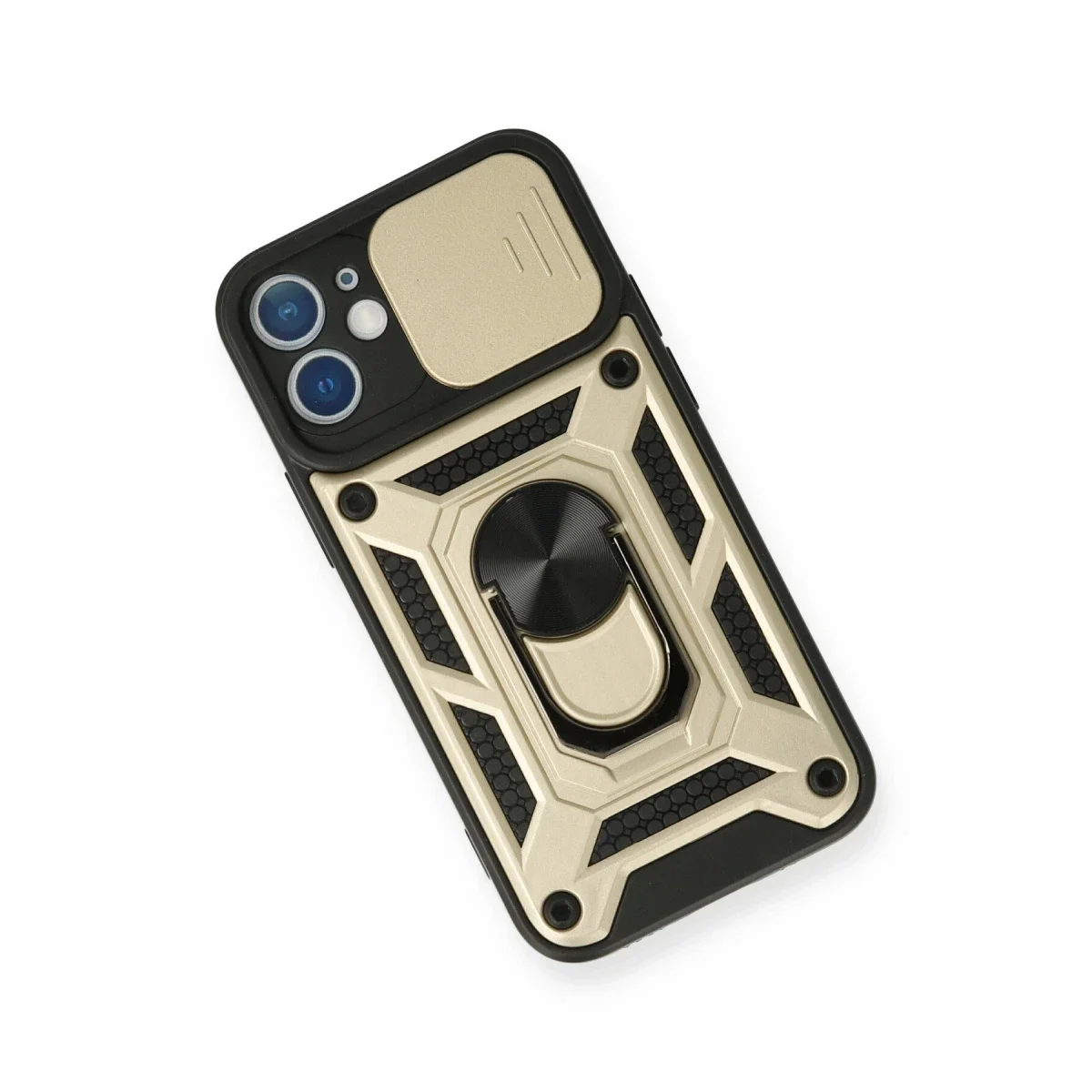 Apple iPhone 11 Kılıf Pars Lens Yüzüklü Silikon - Gold görsel 3