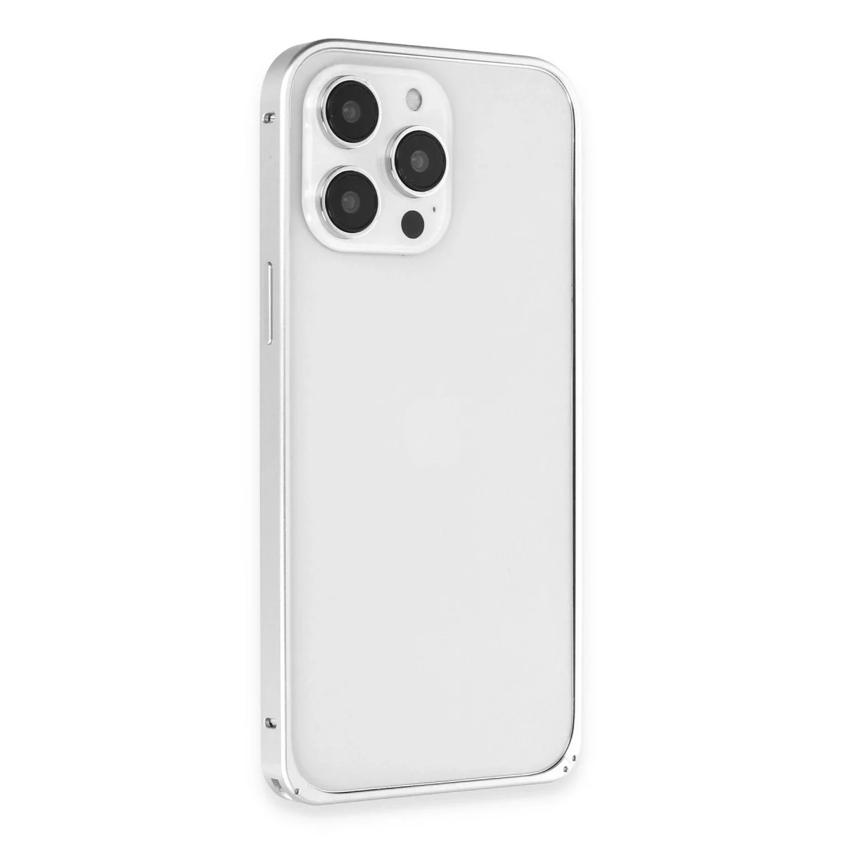 Joko Apple İphone 15 Pro Max Metal Bumper Mat Kapak - Gümüş görsel 3