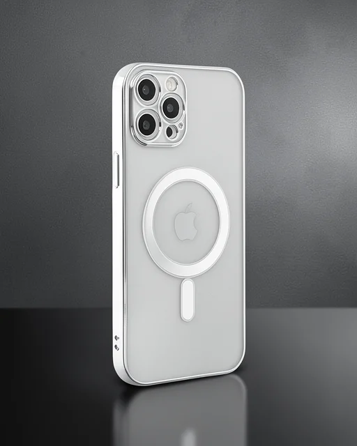 Apple İphone 12 Pro Kılıf Magneticsafe Lazer Silikon - Gümüş
