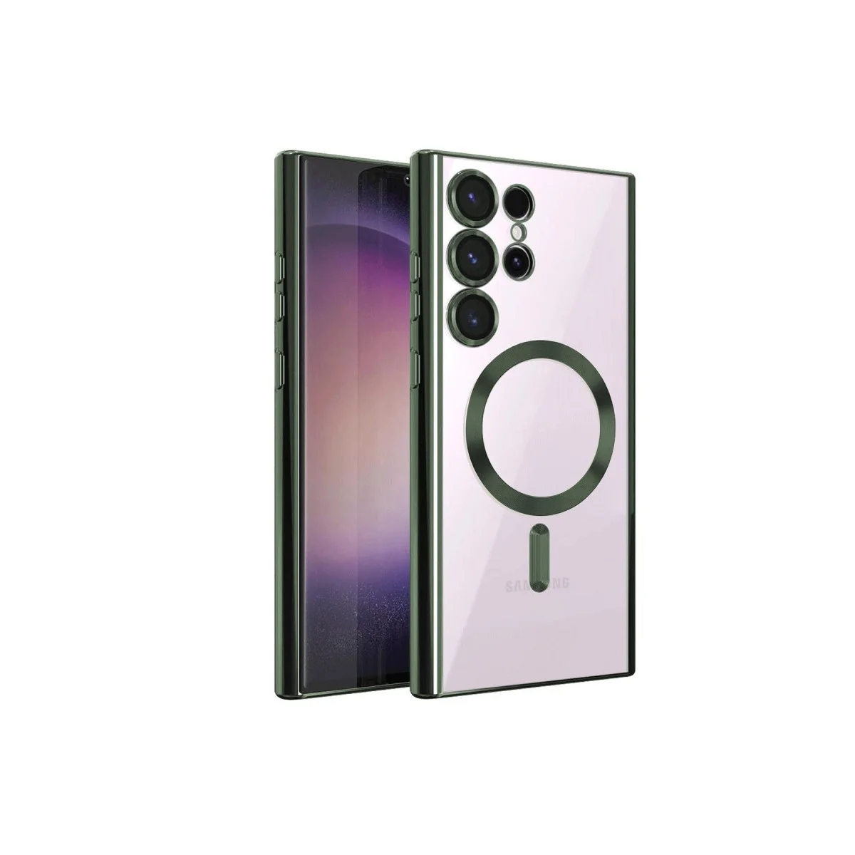 Samsung Galaxy S23 Ultra Kılıf Kross Magneticsafe Kapak - Koyu Yeşil