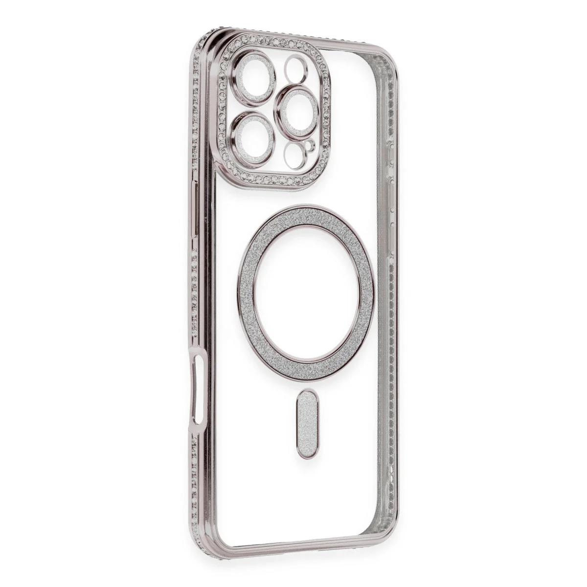 Apple İphone 16 Pro Kılıf Joke Simli Magneticsafe Kılıf - Pembe görsel 3