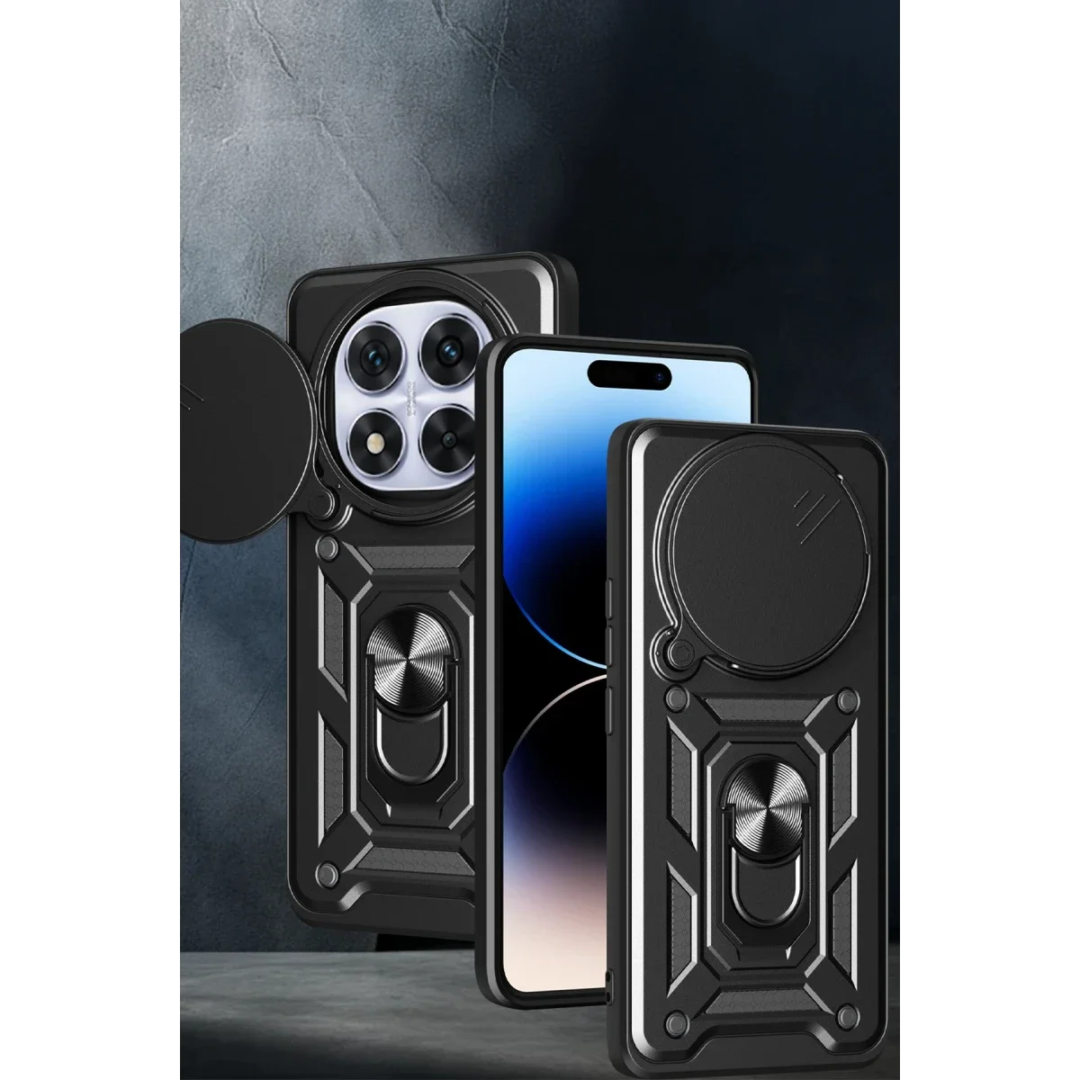 Xiaomi Redmi Note 14 Pro Plus Kılıf Pars Lens Yüzüklü Silikon - Lacivert görsel 2
