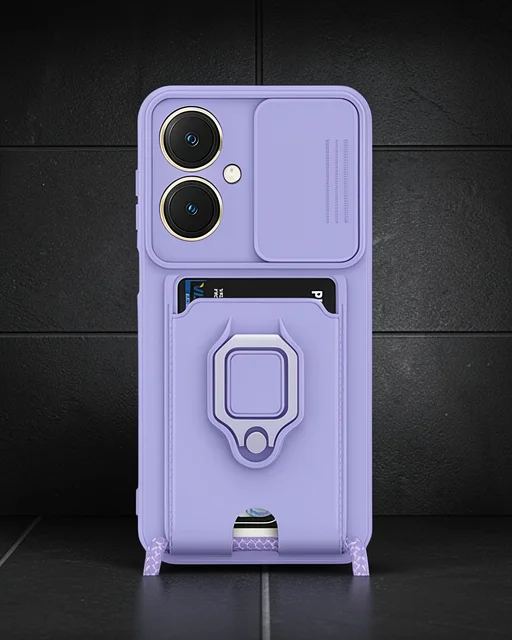 Vivo Y27 Kılıf Zuma Kartvizitli Yüzüklü Silikon - Lila