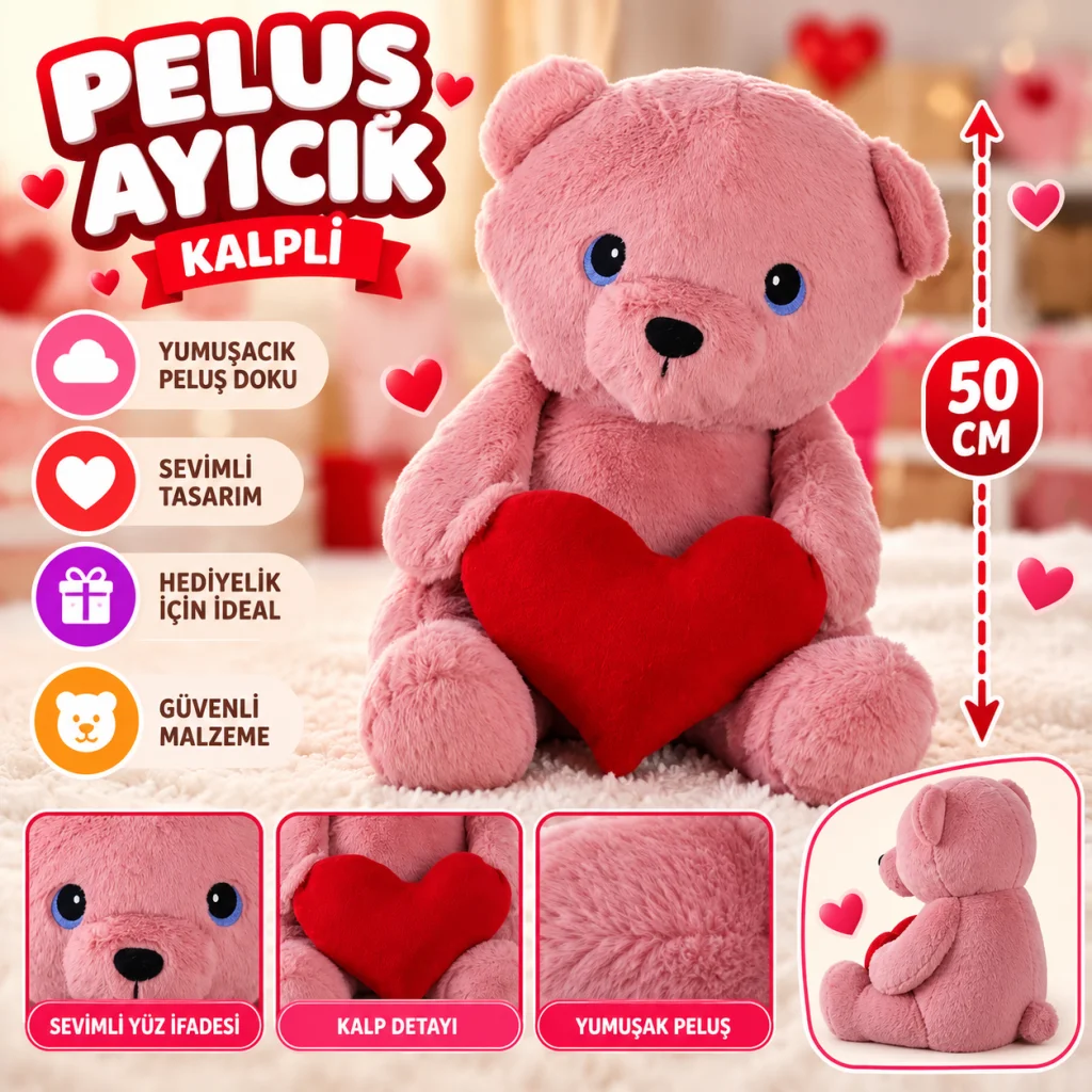 7999 50 Cm Pembe Kalpli Ayı
