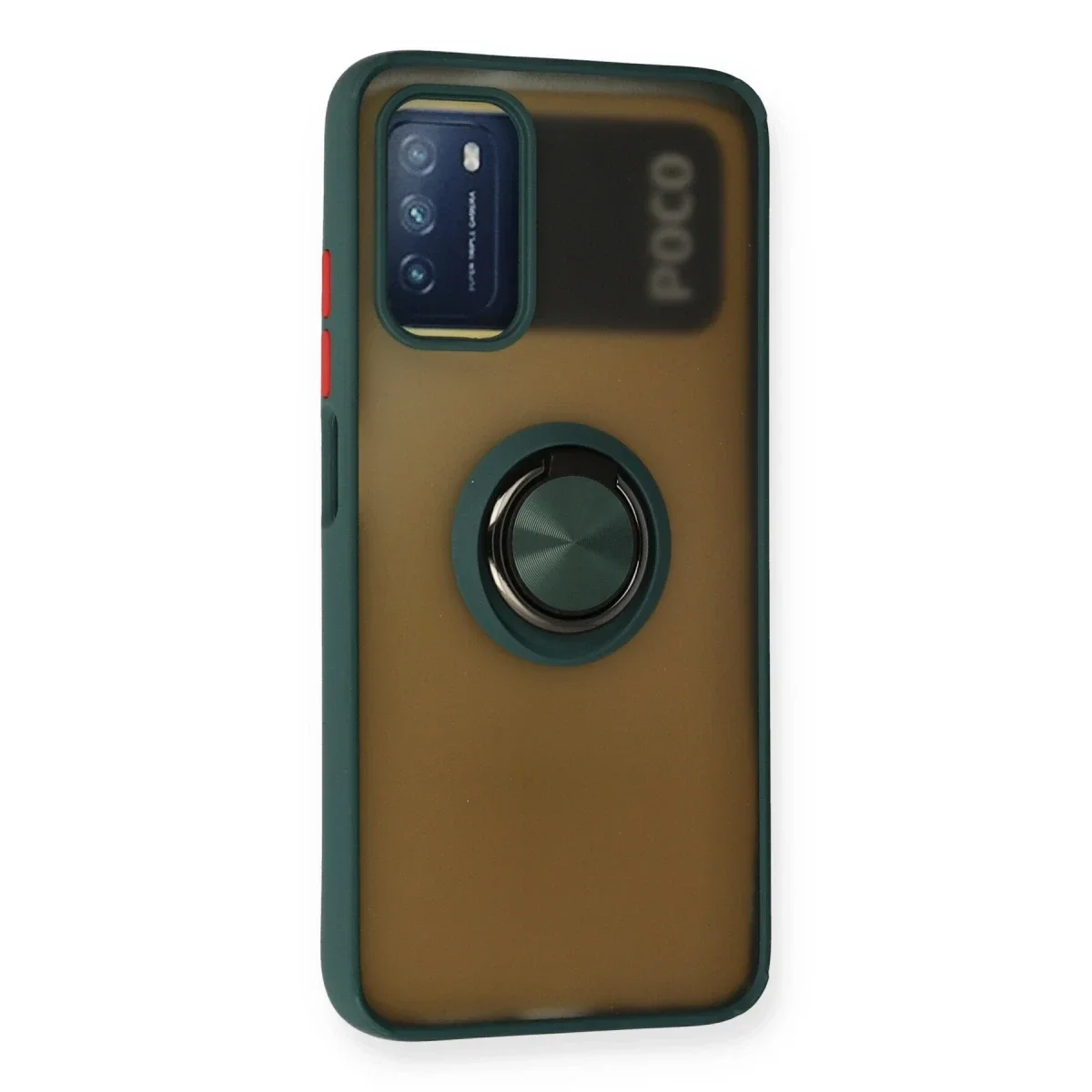 Xiaomi Redmi 9T Kılıf Montreal Yüzüklü Silikon Kapak - Yeşil görsel 2