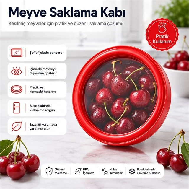 SN-38873 Sebze Meyve Saklama Kabı Kırmızı görsel 3