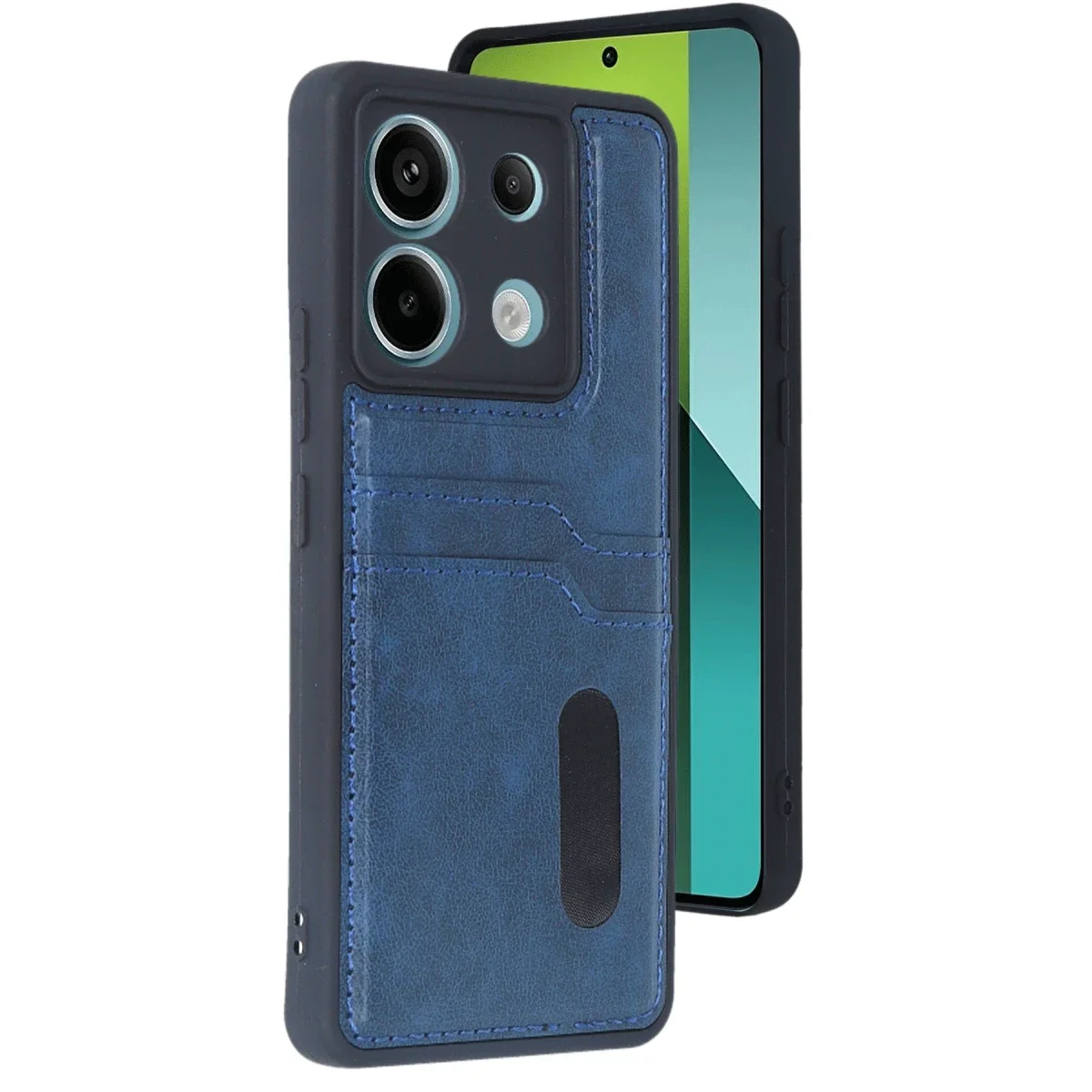 Xiaomi Redmi Note 13 Pro 4G Kılıf Sara Kartvizitli Deri Kılıf - Lacivert