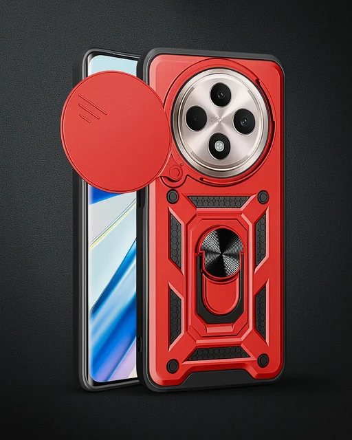 Xiaomi Redmi 14c Kılıf Pars Lens Yüzüklü Silikon - Kırmızı