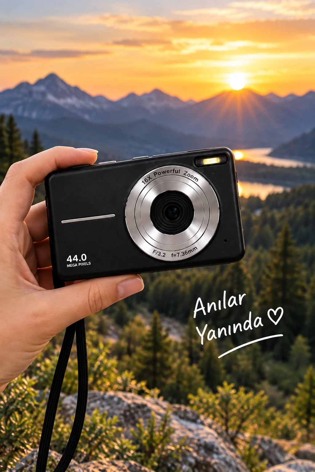 4K Figürlü Çantalı Dijital Video Kamera 44MP 16X Zoom Işıklı Kart Dijital Fotoğraf Makinesi 64gb Hafıza Kart Hediyeli siyah görsel 3
