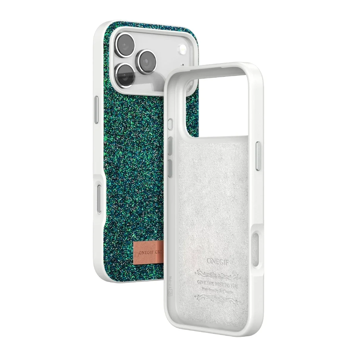 Onegif Apple iPhone 17 Pro Bright Simli Kapak - Koyu Yeşil görsel 3