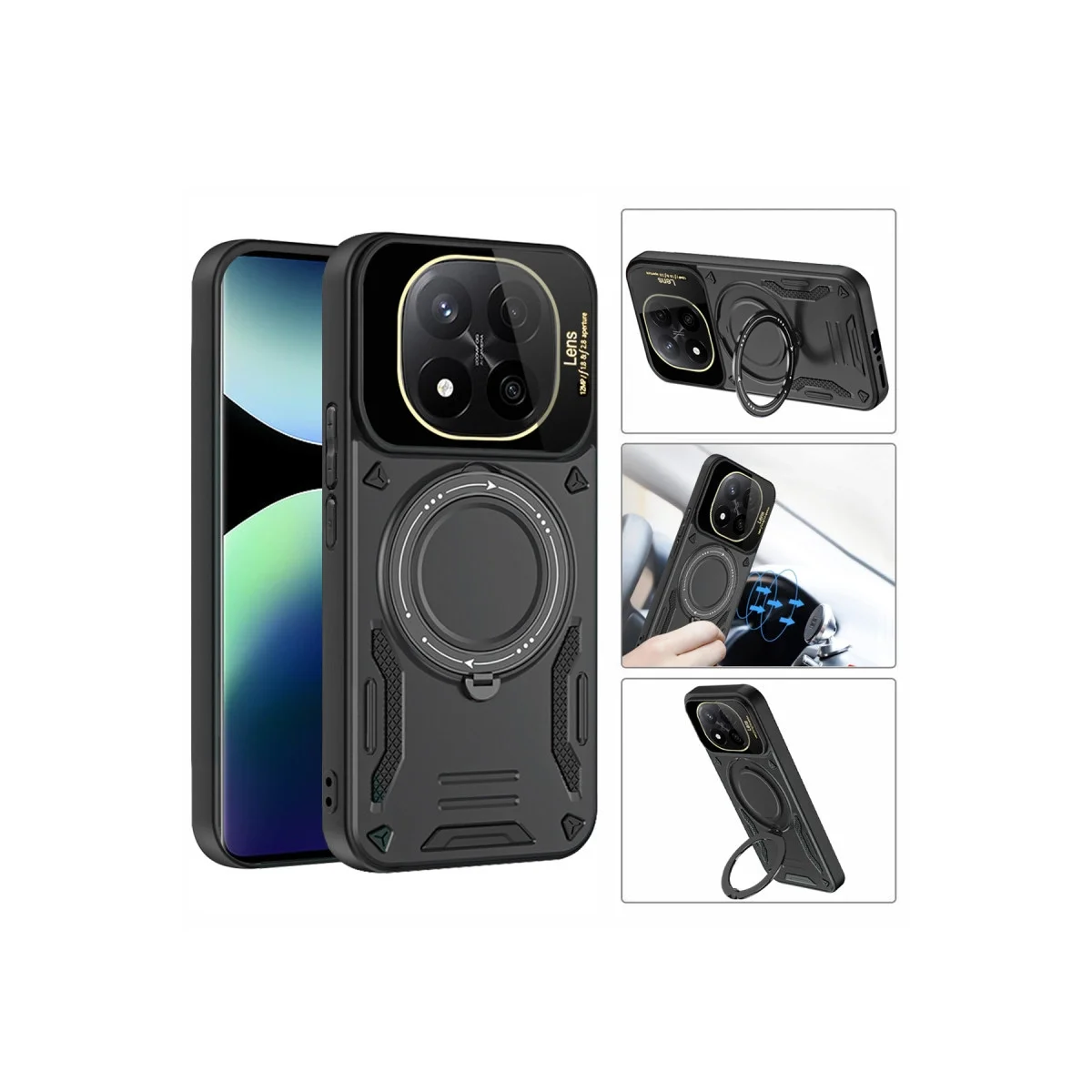 Xiao Red Note 14 Pro 5g Kılıf Joy Lens Standlı Kapak - Siyah görsel 2