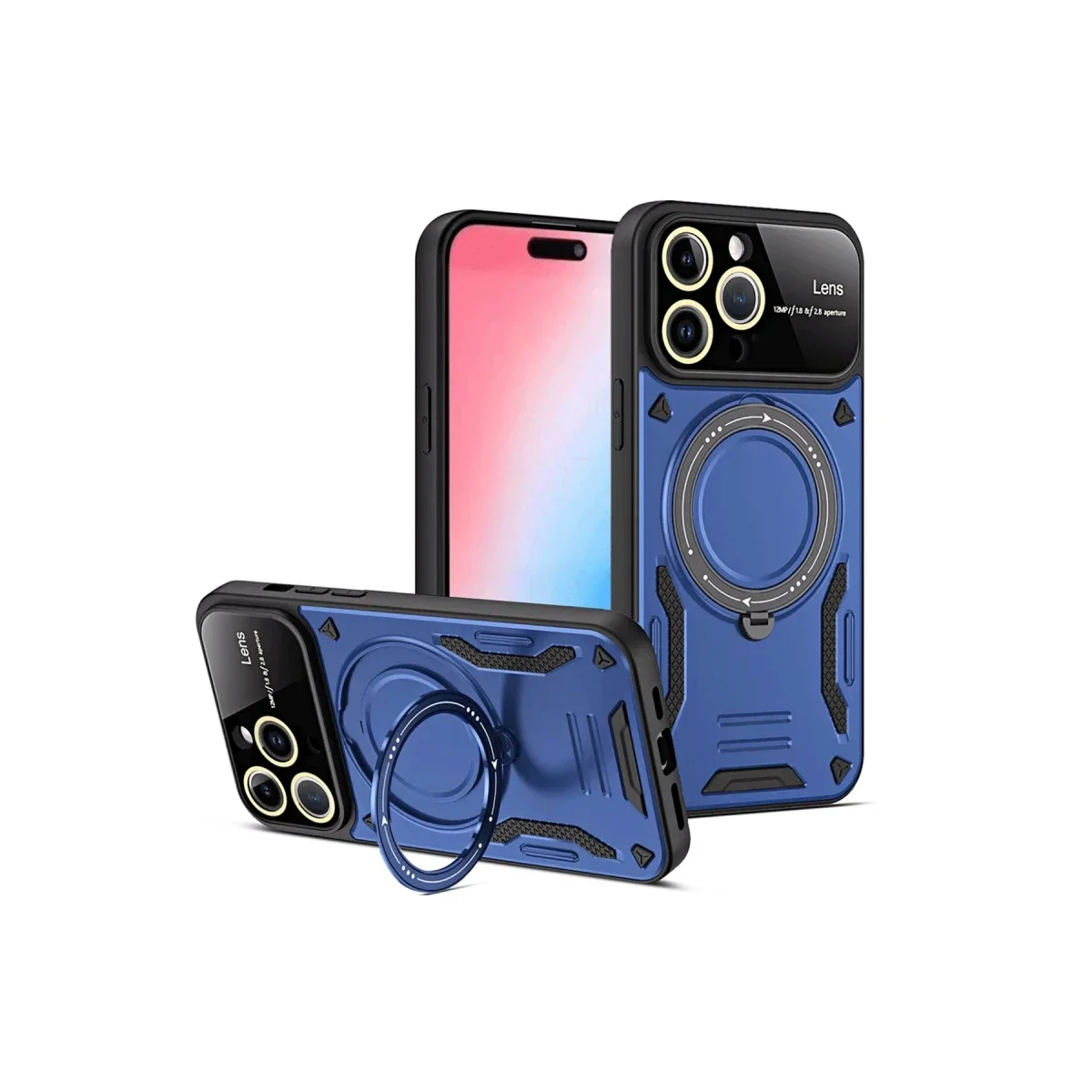 Apple iPhone 15 Pro Joy Lens Standlı Kapak - Lacivert