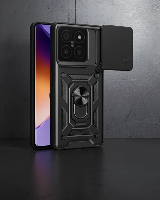 Xiaomi Mi 14t Pro Kılıf Pars Lens Yüzüklü Silikon - Siyah