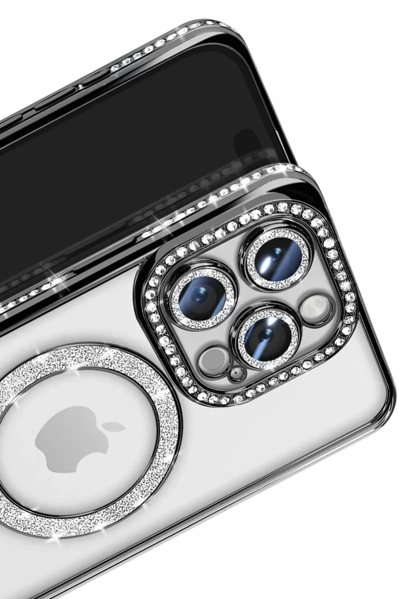 Apple iPhone 16 Pro Max Kılıf Joke Simli Magneticsafe Kılıf - Siyah görsel 3