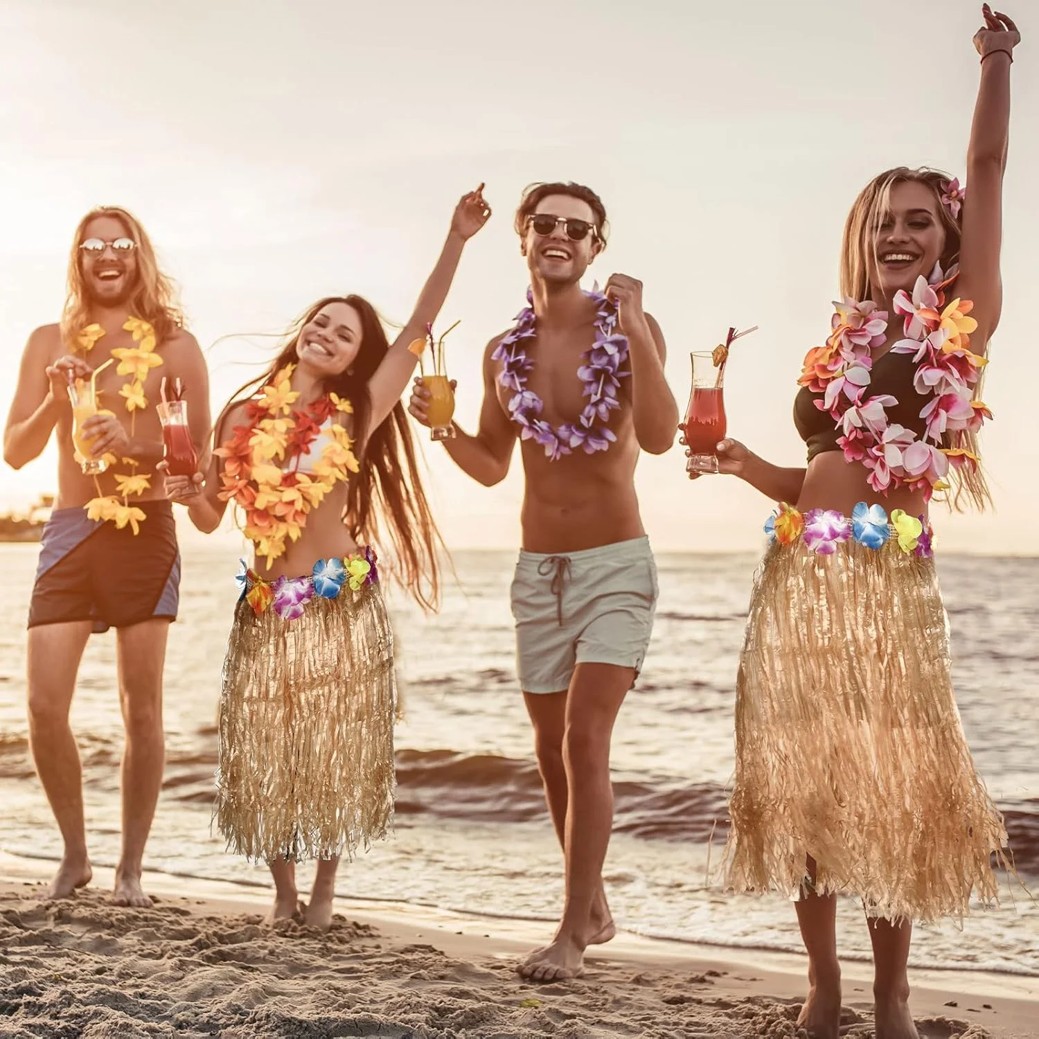 Hawaii Tarzı Hula Eteği – 60 cm Hasır Naturel Etek görsel 4