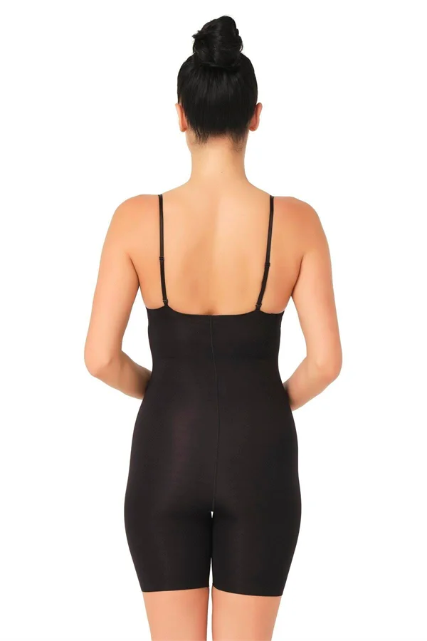 Siyah Lazer Kesim Göğsü Açık Boxer Body Korse görsel 2