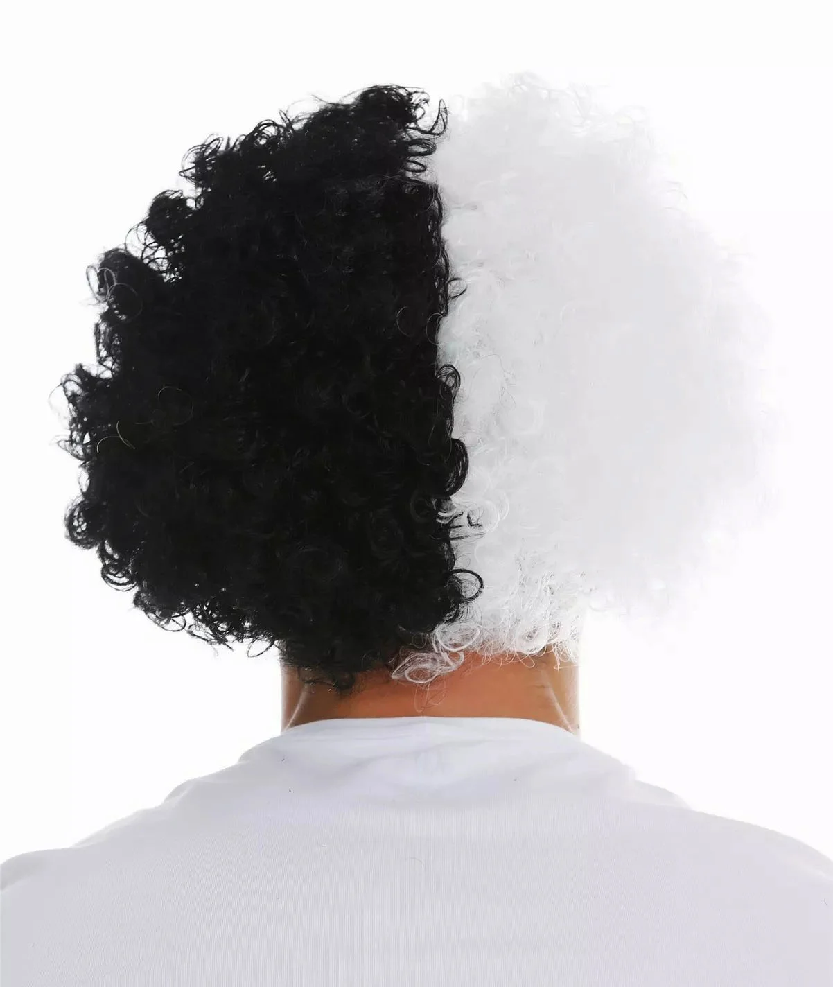 Siyah Beyaz Kıvırcık Afro Bonus Peruk Taraftar Bonus Saç görsel 2