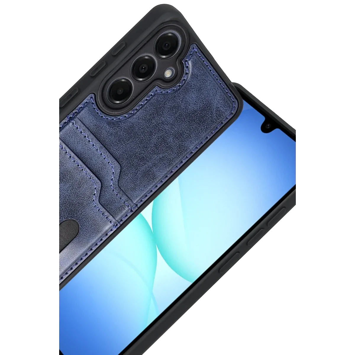 Samsung Galaxy A17 5G Sara Kartvizitli Deri Kılıf - Lacivert görsel 2