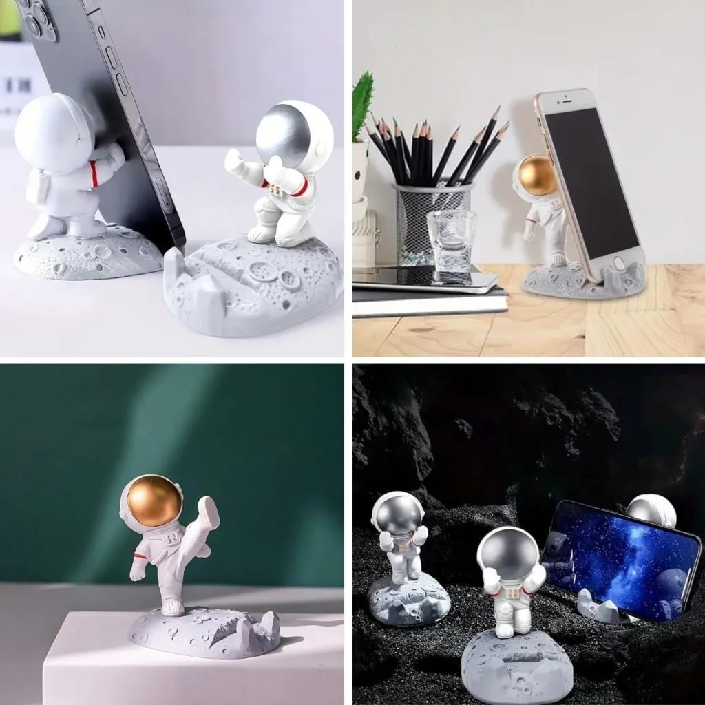 Mini Astronot Model Telefon ve Tablet Tutucu Standı görsel 4