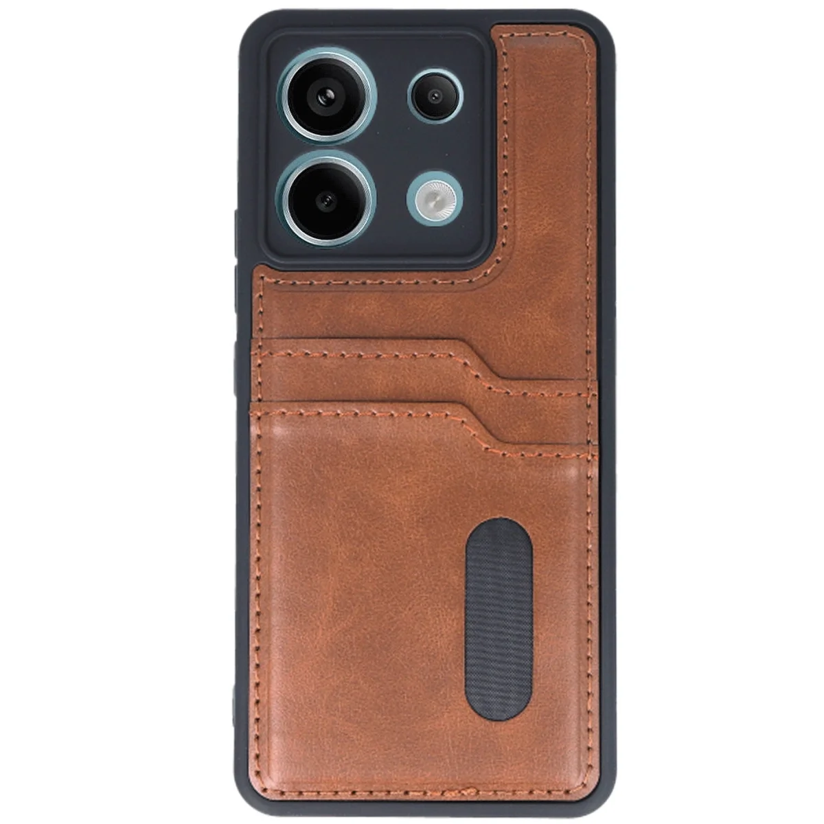 Xiao Red Note 13 Pro 5g Kılıf Sara Kartvizitli Deri Kılıf - Taba görsel 2