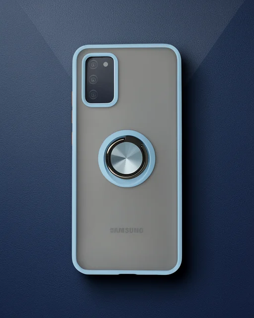 Samsung Galaxy A02s Kılıf Montreal Yüzüklü Silikon Kapak - Buz Mavi