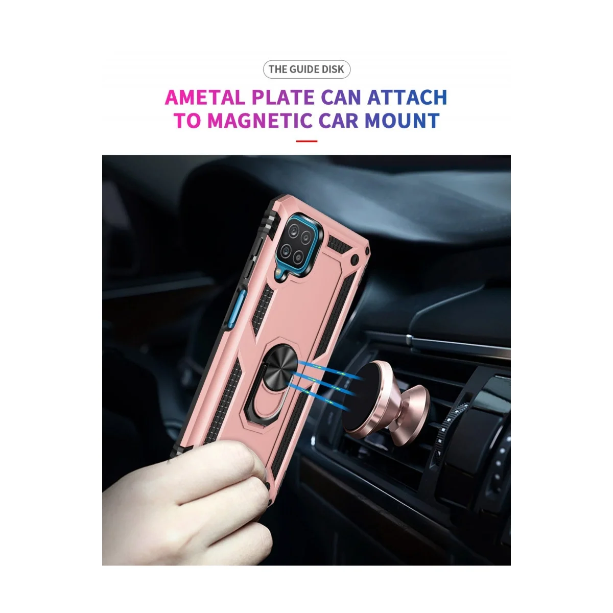 Samsung Galaxy A22 Kılıf Sofya Yüzüklü Silikon Kapak - Rose görsel 6