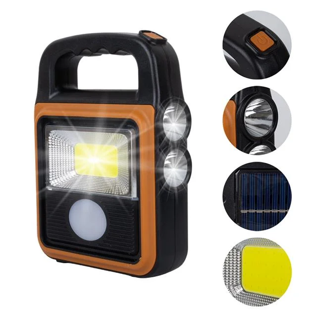 HS-8020C COB LED Solar 4 Kademeli Şarjlı El Işıldak Feneri - USB Çıkışlı Powerbank