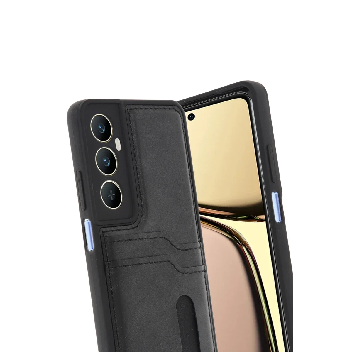 Realme C65 Sara Kartvizitli Deri Kılıf - Siyah görsel 3