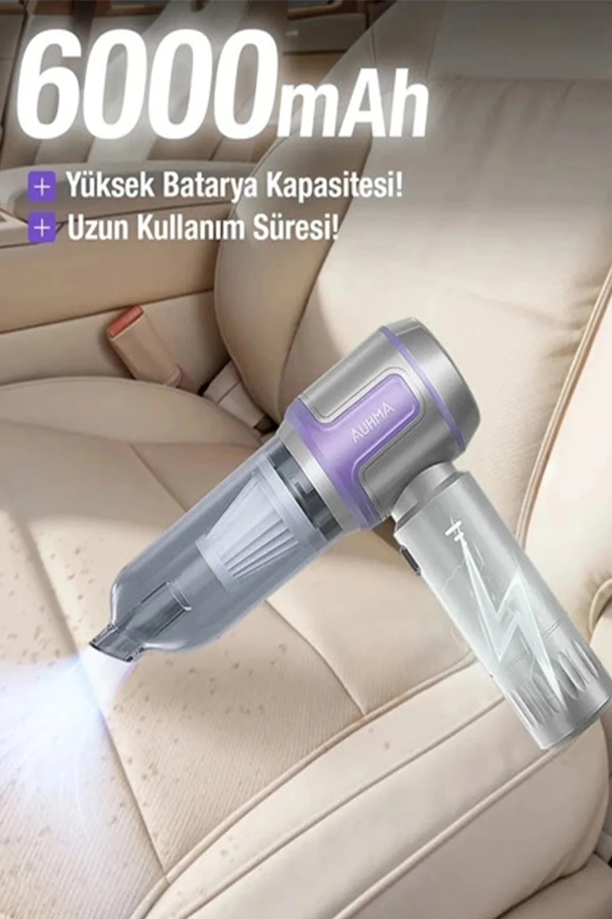 Kablosuz Taşınabilir Araç İçi El Süpürgesi 17000PA Güçlü Vakum 4’ü 1 Arada Çok Amaçlı Temizlik görsel 4