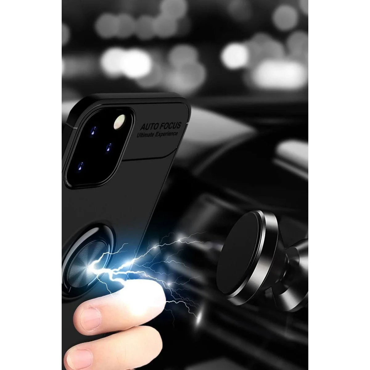 Apple İphone 12 Kılıf Range Yüzüklü Silikon - Siyah-kırmızı görsel 4