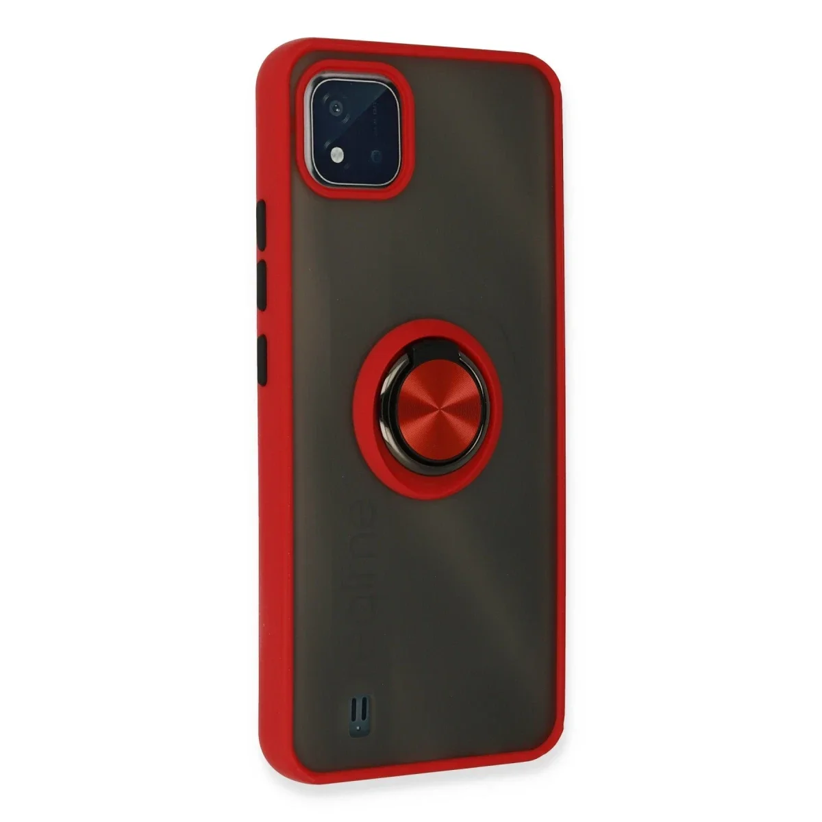 Realme C11 2021 Kılıf Montreal Yüzüklü Silikon Kapak - Kırmızı görsel 3