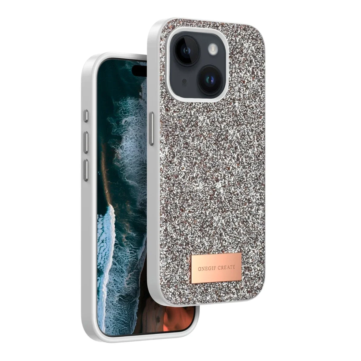 Onegif Apple iPhone 15 Bright Simli Kapak - Gold