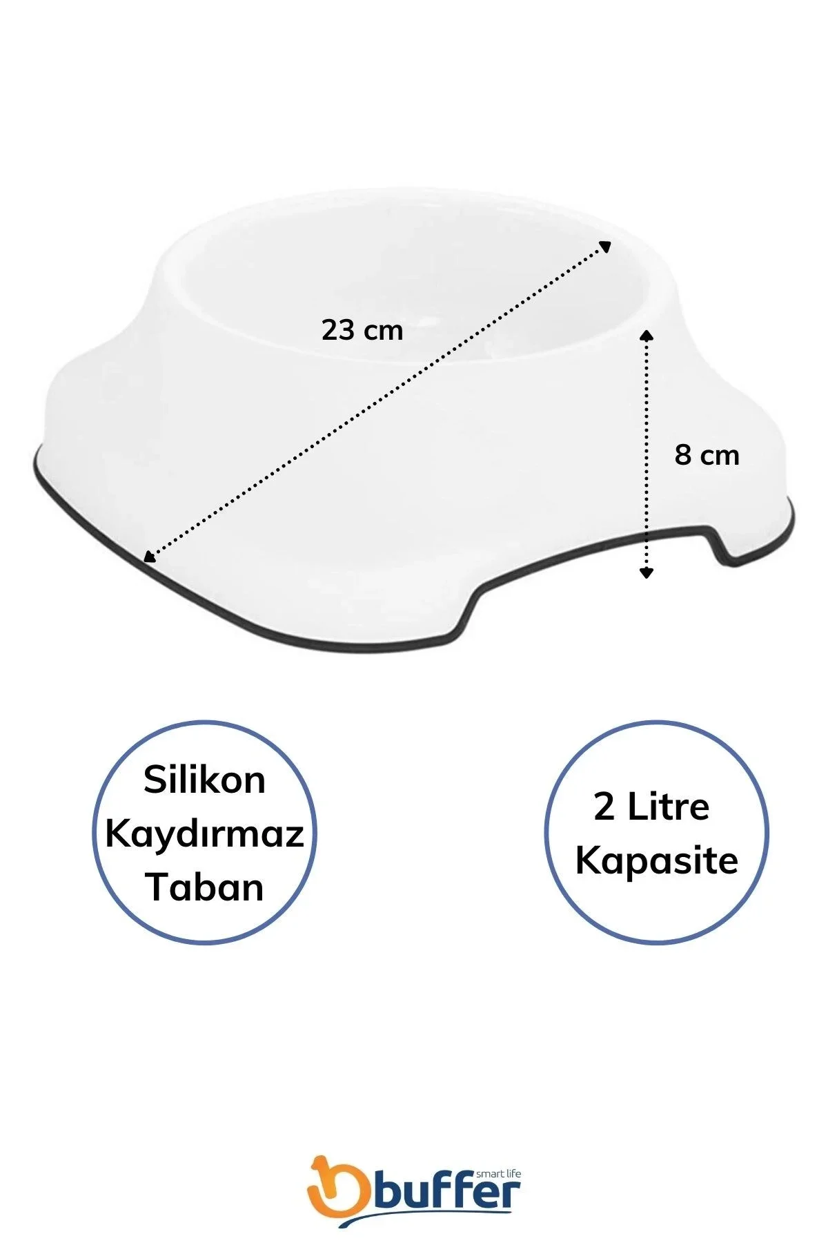 Silikon Kaydırmaz Taban Plastik Kedi ve Köpek Mama ve Su Kabı 2 L görsel 7
