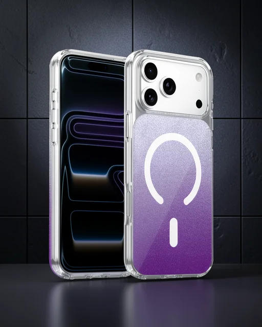 Onegif Apple İphone 17 Pro Max Sora Simli Magsafe Kapak - Mor