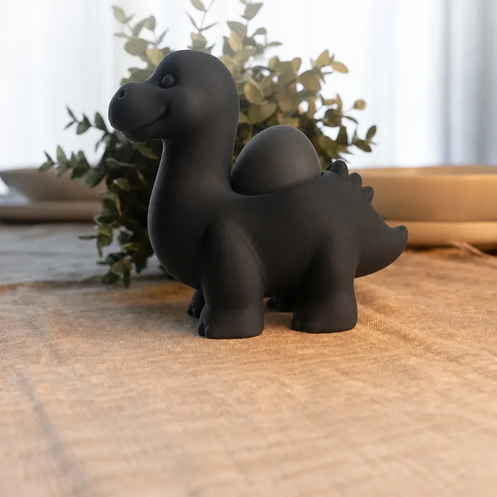3D Baskı Dinozor Yumurtalık - Sevimli Eggosaurus Yumurta Tutucu-Siyah