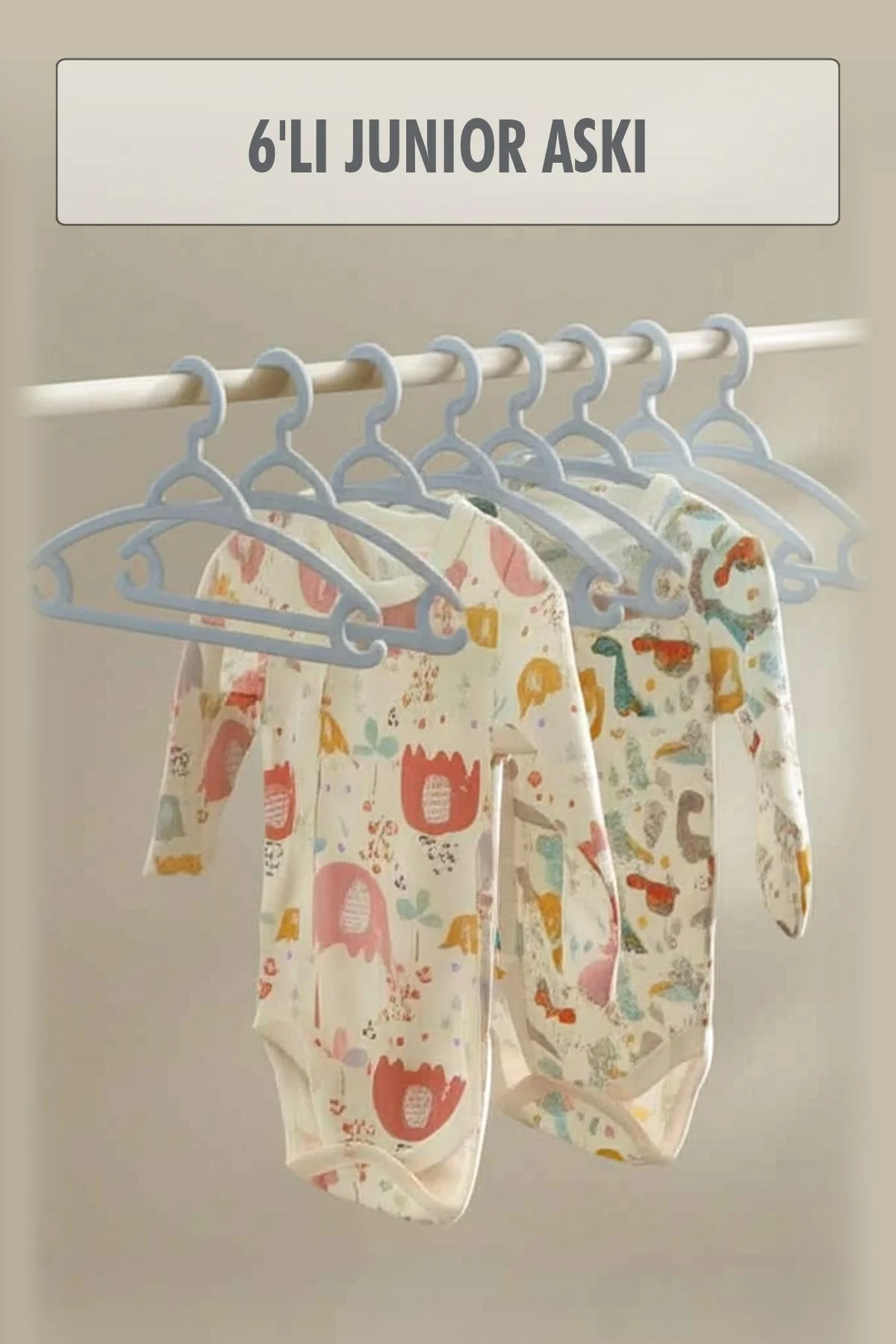 6’lı Bebek Askısı & Bebek Gardırop Askısı Gri Set