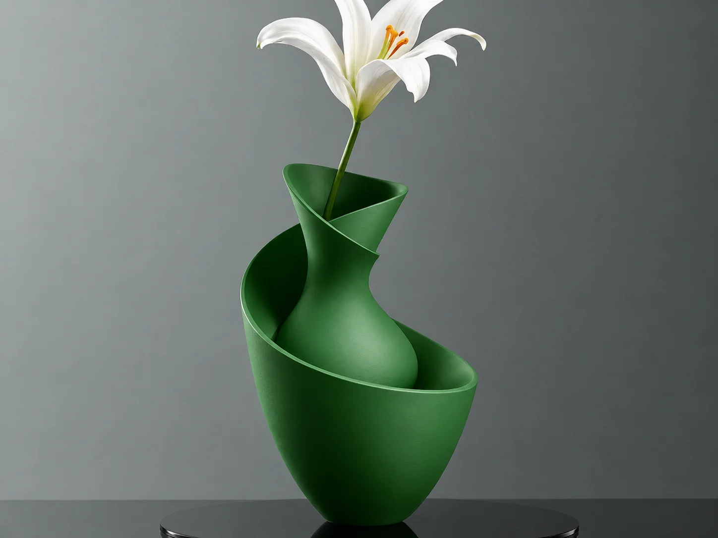 3D Baskı Bold Vazo - Akışkan Formlu Dekoratif Vazo-Yeşil