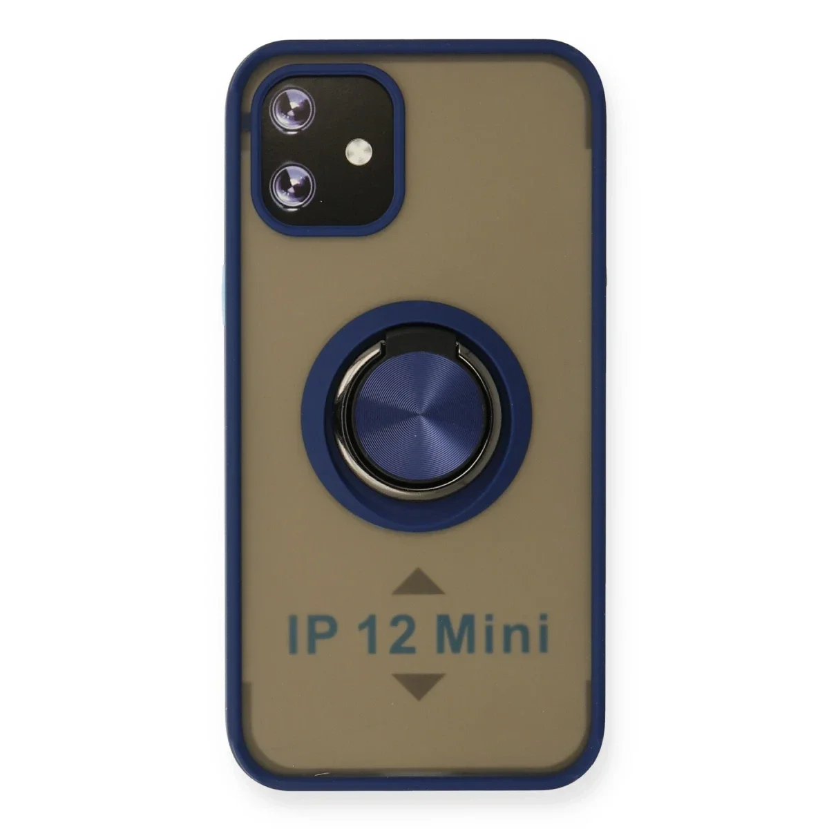 Apple iPhone 12 Mini Kılıf Montreal Yüzüklü Silikon Kapak - Lacivert