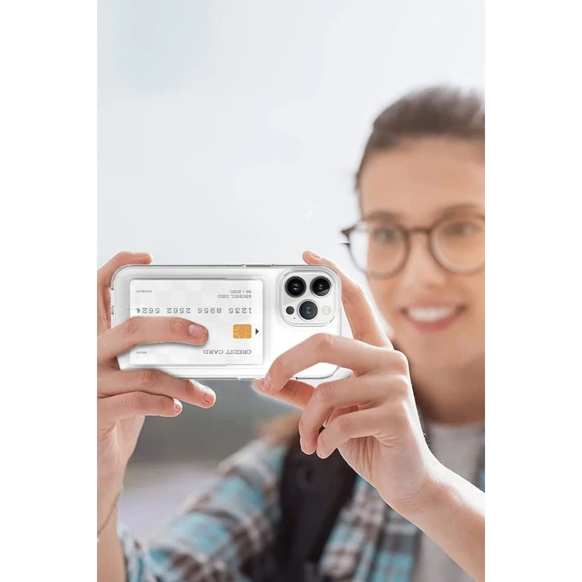 Apple İphone 14 Pro Max Kılıf Kart Şeffaf Silikon - Şeffaf görsel 3
