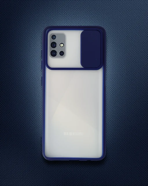Samsung Galaxy A71 Kılıf Palm Buzlu Kamera Sürgülü Silikon - Lacivert