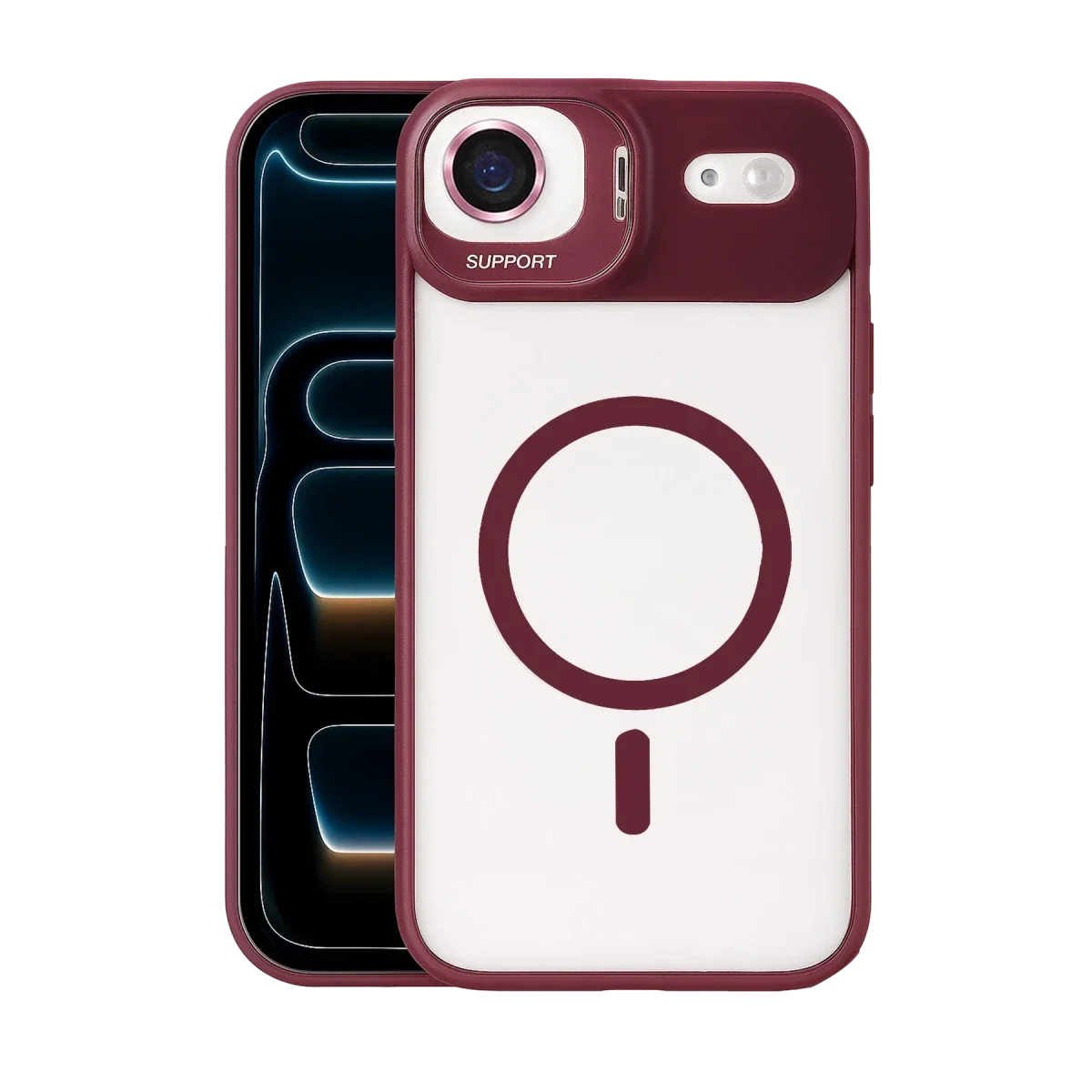 Joko Apple iPhone 17 Air Remim Lensli Magsafe Standlı Kapak - Bordo