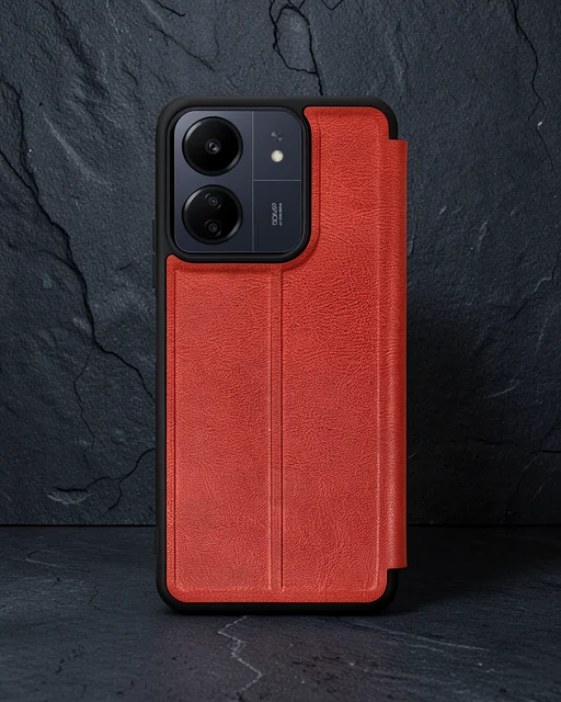 Xiaomi Redmi 13c Kılıf Flip Cover - Kırmızı