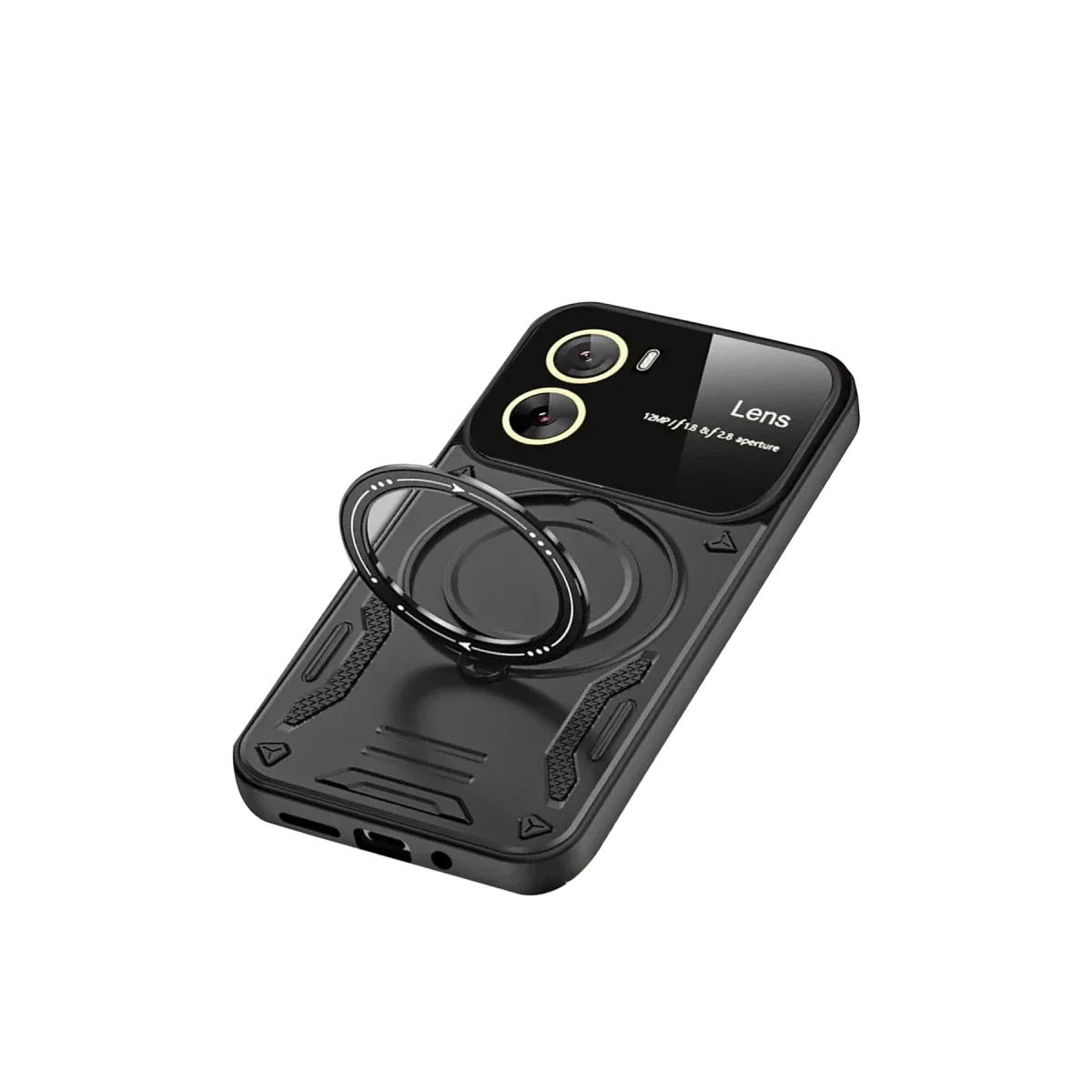 Vivo Y16 Kılıf Joy Lens Standlı Kapak - Siyah görsel 3