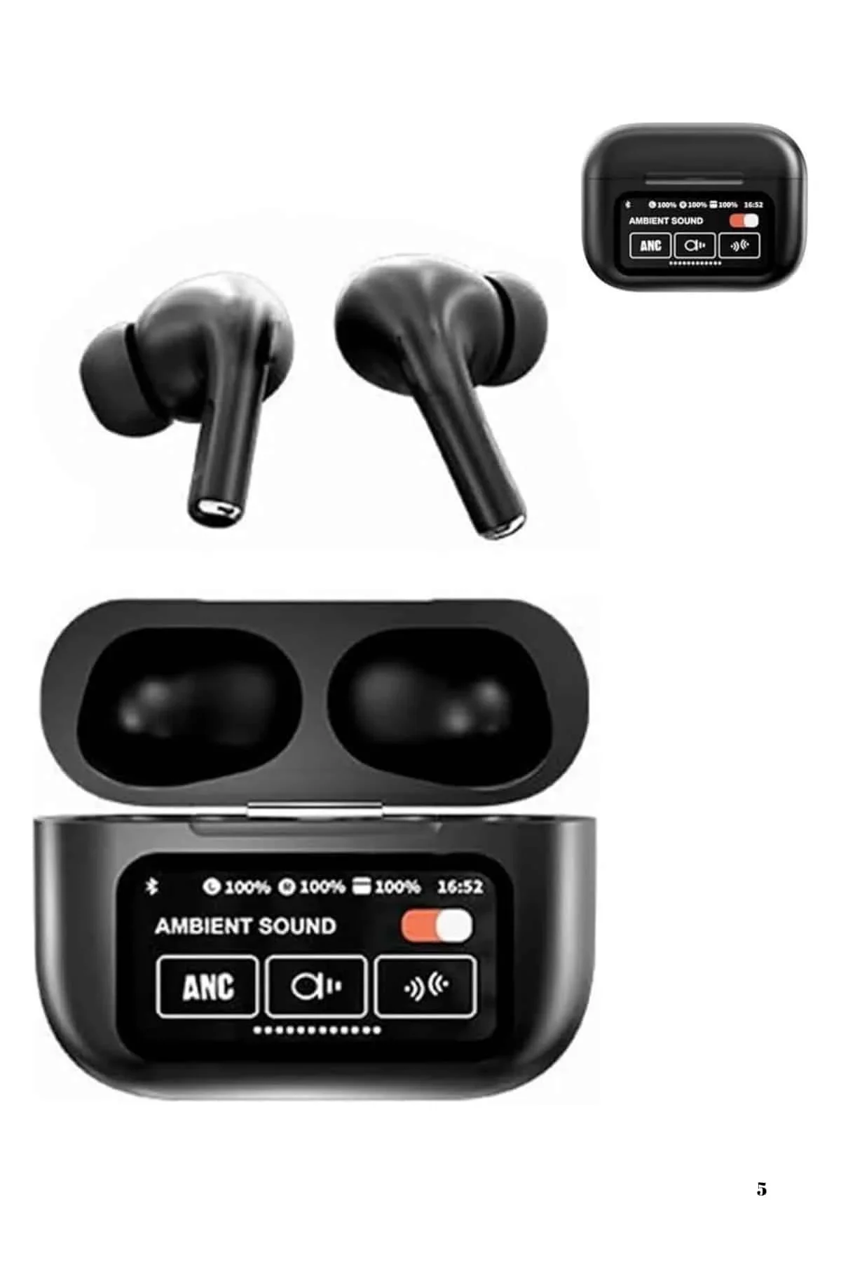 Yeni Nesil ANC Özellikli Çağrı Cevaplayan Dokunmatik Ekranlı Bluetooth Kulaklık Siyah Yeni Nesil görsel 5