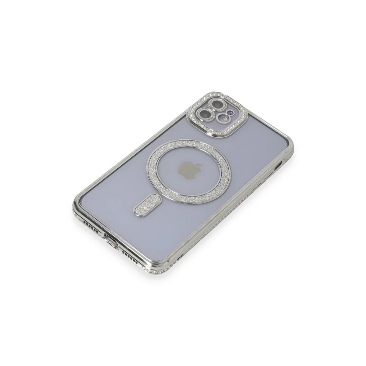 Apple iPhone 11 Kılıf Joke Simli Magneticsafe Kılıf - Gümüş görsel 3