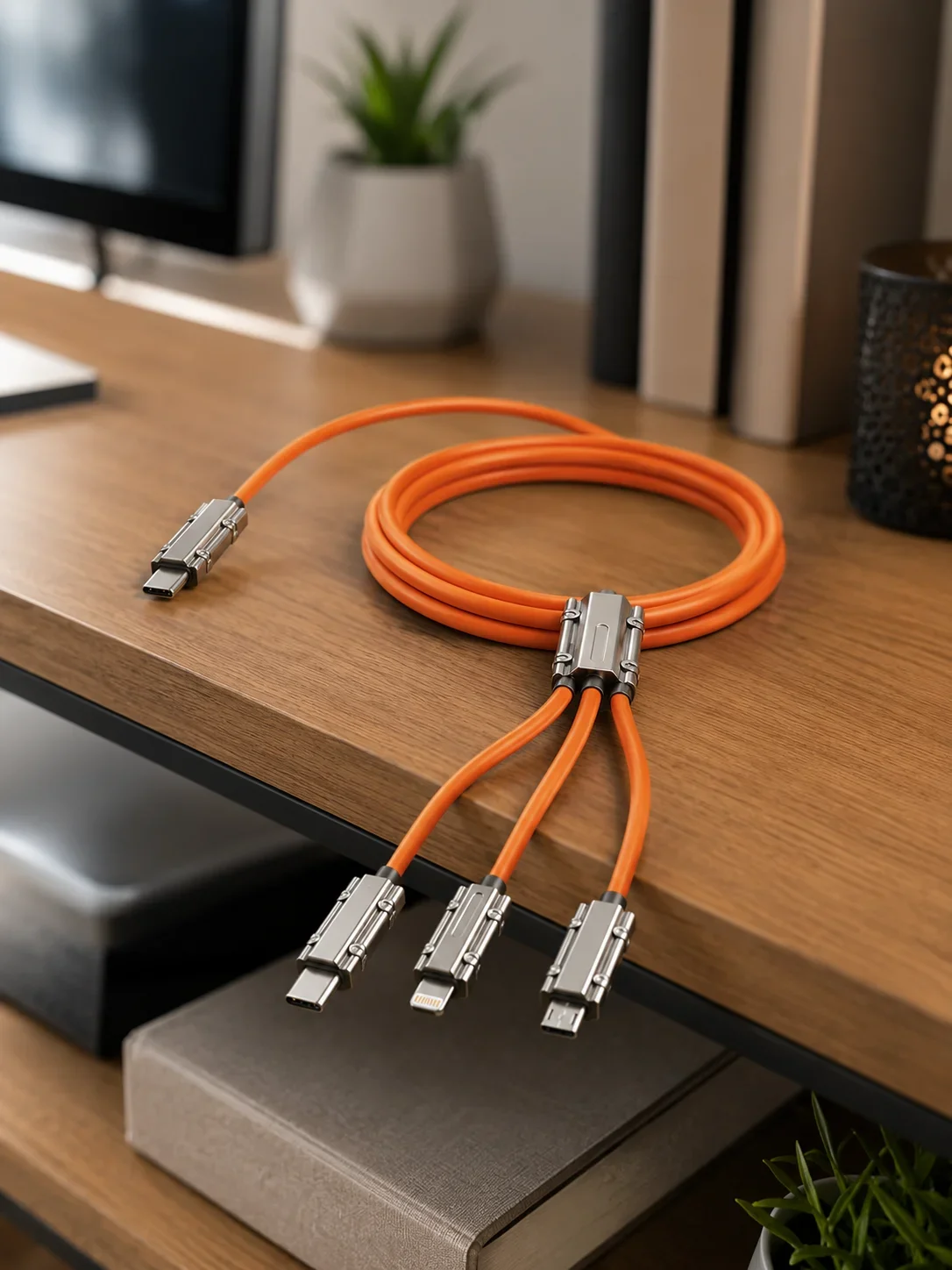 USB Type-C, Lightning ve cro USB Uyumlu 3'ü 1 Arada Hızlı Şarj Kablosu görsel 4