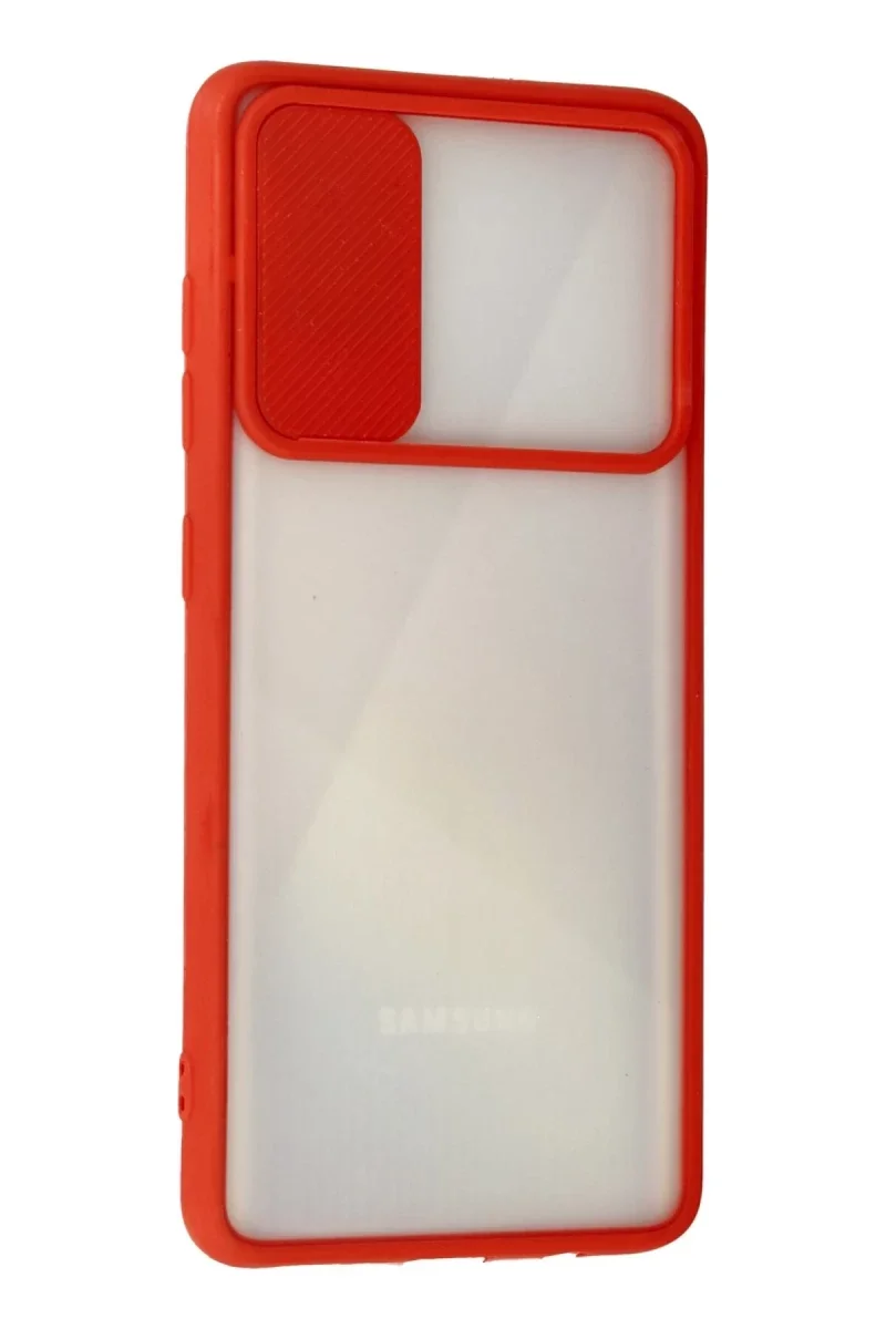 Samsung Galaxy A71 Kılıf Palm Buzlu Kamera Sürgülü Silikon - Kırmızı görsel 3
