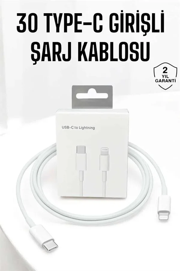 Iphone Uyumlu İOS Uyumlu Lightning Hızlı Şarj Tye C Lightning Şarj Kablosu görsel 2