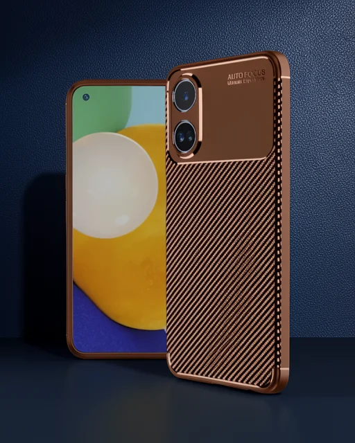 Oppo A38 Kılıf Auto Focus Karbon Kapak - Kahverengi
